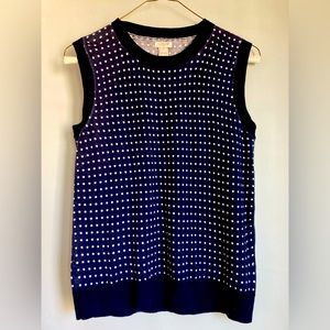 J. Crew Navy White Dot Sweater Vest